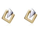 9ct Two Tone White &amp; Yellow Gold Square &amp; Triangle Stud Earrings image