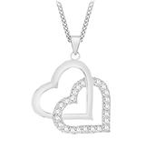 Sterling Silver Necklace with Double Heart Pendant image