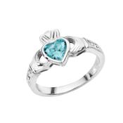 March Birthstone Claddagh Ring image