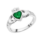 May Birthstone Claddagh Ring image