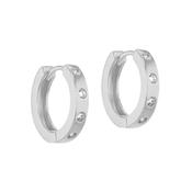 Sterling Silver Rhodium Plated Stone Hoop Creole Earrings image