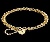 9ct Yellow Gold Double Hollow Panza and Heart Padlock Bracelet image