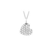9ct White Gold Pave Set Cubic Zirconia Heart Necklace image