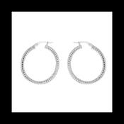 Sterling Silver Rhodium Plated Diamond Cut Hoop Creole Earrings image