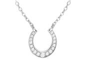 Sterling Silver Rhodium Plated CZ Horseshoe Adjustable Necklace image