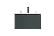 Flauto Fluted Wall Hung Vanity &amp; Matte Basin - Smoked Sage image