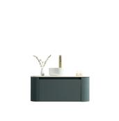 Flauto Fluted Curve Corner Vanity with Sintered Stone Counter Top - Smoked Sage