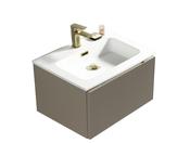 Flauto Fluted Wall Hung Vanity &amp; Matte Basin - Soft Coffee image