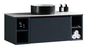 Flauto Wall Hung Vanity with 2 Side Storage &amp; Sintered Stone Counter Top - Midnight Shadow image