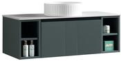 Flauto Wall Hung Vanity with 2 Side Storage &amp; Sintered Stone Counter Top - Smoked Sage image