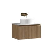 Flauto Fluted Wall Hung Vanity with Sintered Stone Counter Top - Country Oak image