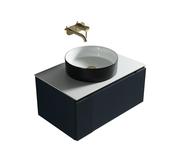 Flauto Fluted Wall Hung Vanity with Sintered Stone Counter Top - Midnight Shadow image