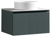 Flauto Fluted Wall Hung Vanity with Sintered Stone Counter Top - Smoked Sage image