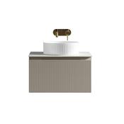 Flauto Fluted Wall Hung Vanity with Sintered Stone Counter Top - Soft Coffee image