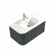 Flauto Wall Hung Curve Corner Vanity &amp; Matte Basin - Smoked Sage image
