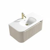 Flauto Wall Hung Curve Corner Vanity &amp; Matte Basin - Soft Coffee image