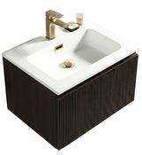 Flauto Fluted Wall Hung Vanity &amp; Matte Basin - Espresso Oak image