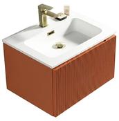Flauto Fluted Wall Hung Vanity &amp; Matte Basin - Bruciata Orange image
