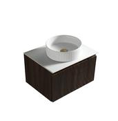 Flauto Fluted Wall Hung Vanity with Sintered Stone Counter Top - Espresso Oak image