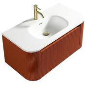 Flauto Wall Hung Curve Corner Vanity &amp; Matte Basin - Bruciata Orange image