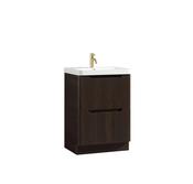 Monza Fluted Floor Standing Vanity Unit &amp; Basin - Espresso Oak image