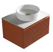 Flauto Fluted Wall Hung Vanity with Sintered Stone Counter Top - Bruciata Orange image