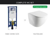 WC Set – Geberit Sigma 114cm Duofix UP720 Slim Frame + Rimless Wall Hung Toilet