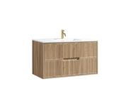 Bolzana Two Drawer Wall Hung Vanity &amp; Matte Basin - Country Oak image