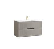 Bolzana Two Drawer Wall Hung Vanity &amp; Matte Basin - Soft Coffee image