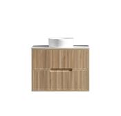 Bolzana Two Drawer Wall Hung Vanity &amp; Sintered Stone Counter Top - Country Oak image