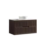 Bolzana Two Drawer Wall Hung Vanity &amp; Sintered Stone Counter Top - Espresso Oak image
