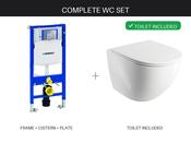 WC Set – Geberit Sigma 112cm Duofix Frame + Rimless Wall Hung Toilet