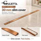 Gulietta Slim Low Rimless Linear Shower Drain – 2-in-1 Metal &amp; Tile Insert image