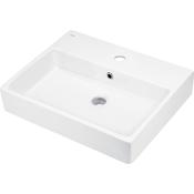 Temisto Ceramic washbasin, countertop/wall-mounted, with tap shelf - 50x40 cm - 500x400mm