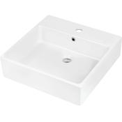 Temisto Ceramic washbasin, countertop/wall-mounted, with tap shelf - 50x50 cm - 500x500mm