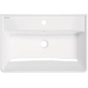 Temisto Ceramic washbasin, countertop/wall-mounted, with tap shelf - 61x41 cm - 610x410mm
