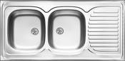 Tango Steel sink 2-bowl with drainer - lay-on