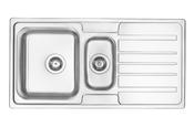 Virgo Steel sink 1.5-bowl with drainer