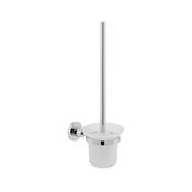 VADO Elements Wall Mounted Toilet Brush &amp; Frosted Glass Holder Chrome