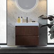 VADO Groove 600mm Wall Hung Vanity Unit &amp; Basin - Classic Oak image
