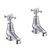 Burlington Claremont Deck Mounted Basin Pillar Taps - Chrome