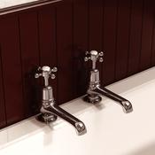 Burlington Claremont Deck Mounted Bath Pillar Taps - Chrome image