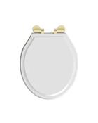Tavistock Vitoria Soft Close Toilet Seat Gloss White Brass Hinges image