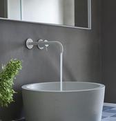 Flow Single Lever Wall Mounted Basin Mixer Tap - Matt White image