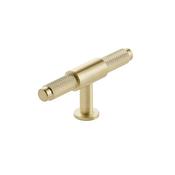 Bathworks Essentials Knurled T Bar 95mm Handle Brushed Brass