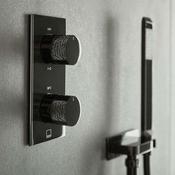 The Vado Omika Noir Vertical 2 Outlet Thermostatic Concealed Shower Valve