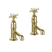 Burlington Guild Basin Pillar Taps Traditional Brass 165mm image