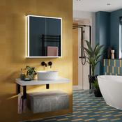 HiB Sound LED Illuminated Mirror Bathroom Cabinet 60 With Bluetooth and Speakers image