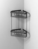 Sonia Double Tier Corner Bathroom Shower Basket Matt Black