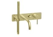 Bathworks Essentials Wall Mounted Bath Shower Mixer &amp; Handset Brushed Brass image